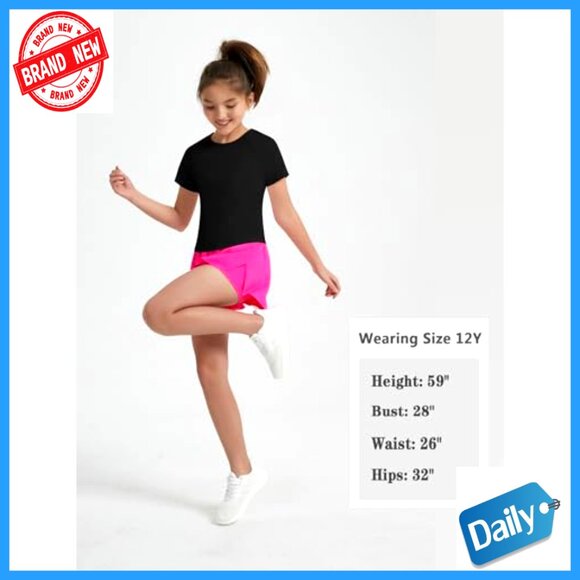 Girls Quick Dry Split Back Crop Top Athletic Shirt Size 6-14Y - Picture 6 of 6